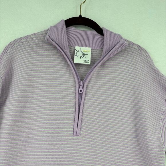 Aerie Offline Ribbed Knit Sweater Size XXS Lavender Quarter Zip Pullover Stretch - Picture 2 of 13